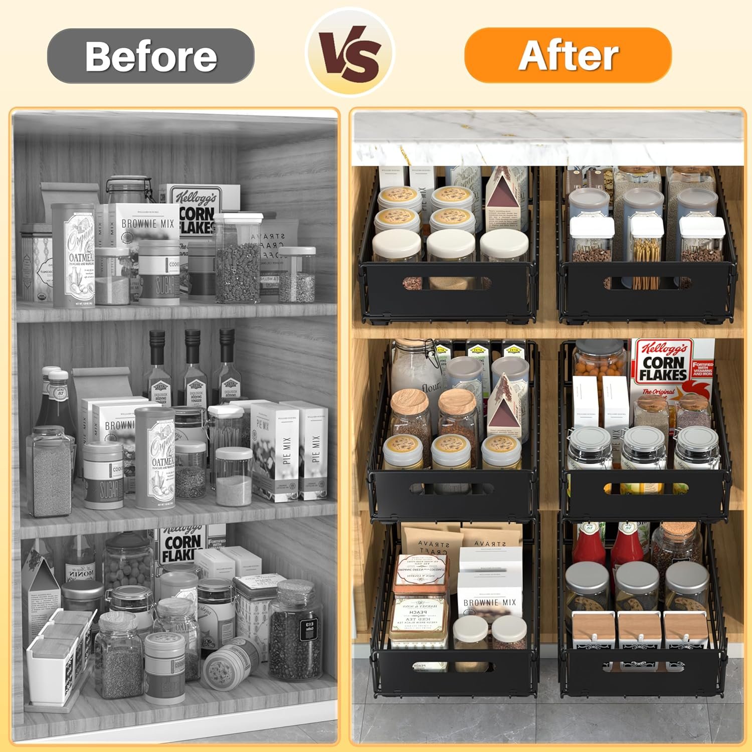 New Design Pull Out Cabinet Organizer Pull Out Drawers for Cabinets Heavy Duty Sliding Kitchen Organizers and Storage for Pantry