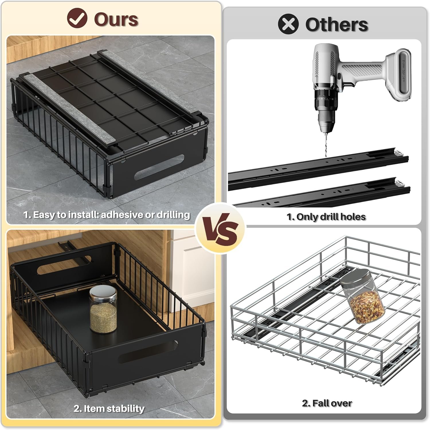 New Design Pull Out Cabinet Organizer Pull Out Drawers for Cabinets Heavy Duty Sliding Kitchen Organizers and Storage for Pantry