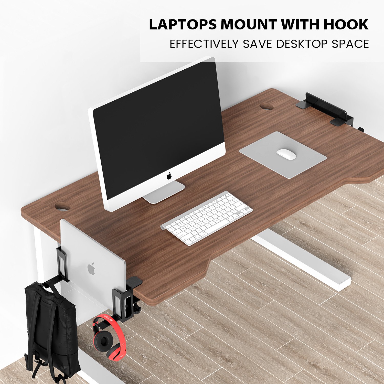Metal Desk Side Storage Organizer Laptop Clamp No Drill Desk Shelf Mount Hanging Office Essentials Desktop Drawer Organizer