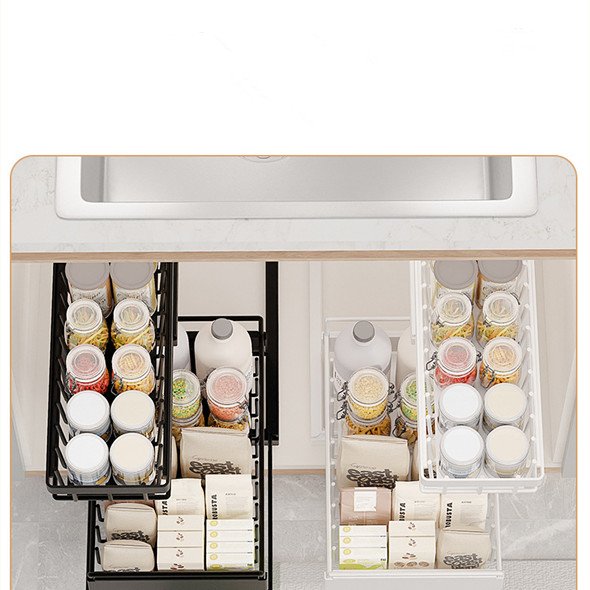 GOURMAID Under Sink Organizer 2 Tier Pull Out Sliding Out Basket