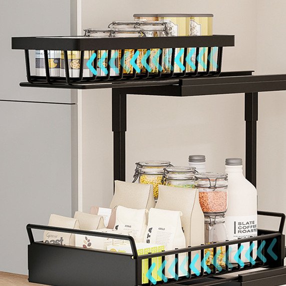GOURMAID Under Sink Organizer 2 Tier Pull Out Sliding Out Basket