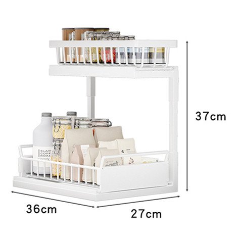 GOURMAID Under Sink Organizer 2 Tier Pull Out Sliding Out Basket