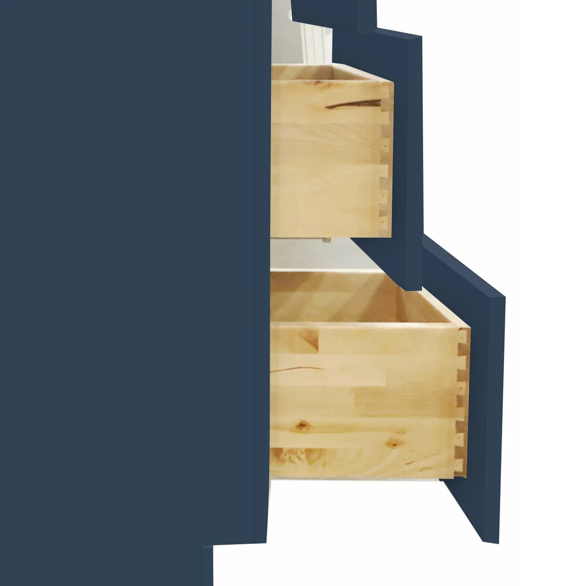 Classic Style Shaker Tenon and Mortise Drawer Countertop Solid Wood Varnish Finish Blue Kitchen Cabinet