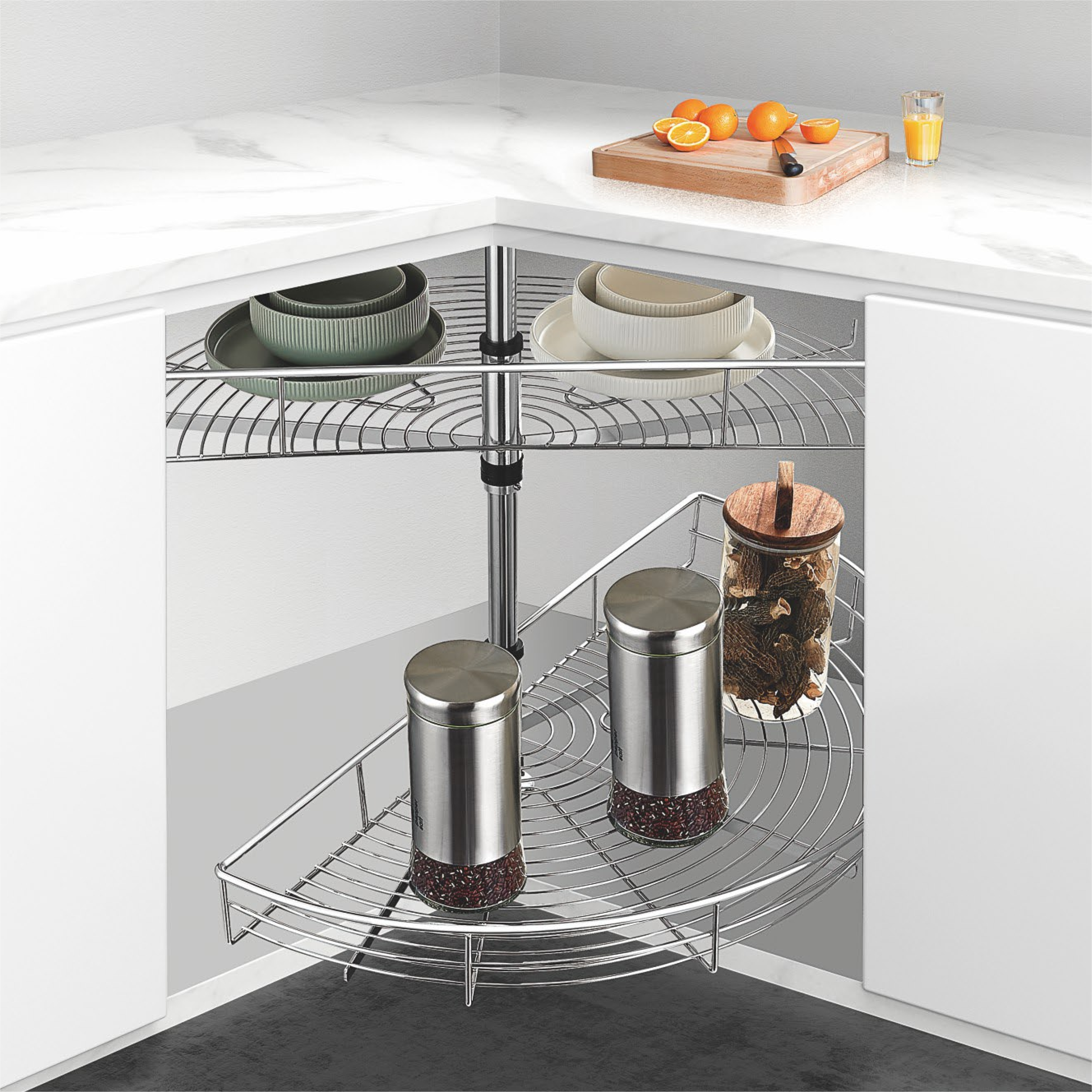 Revolving Rotating Pull Out Drawer Kitchen Cabinet Corner Wire Basket 270 Degree kitchen cabinet storage Wire Storage Basket
