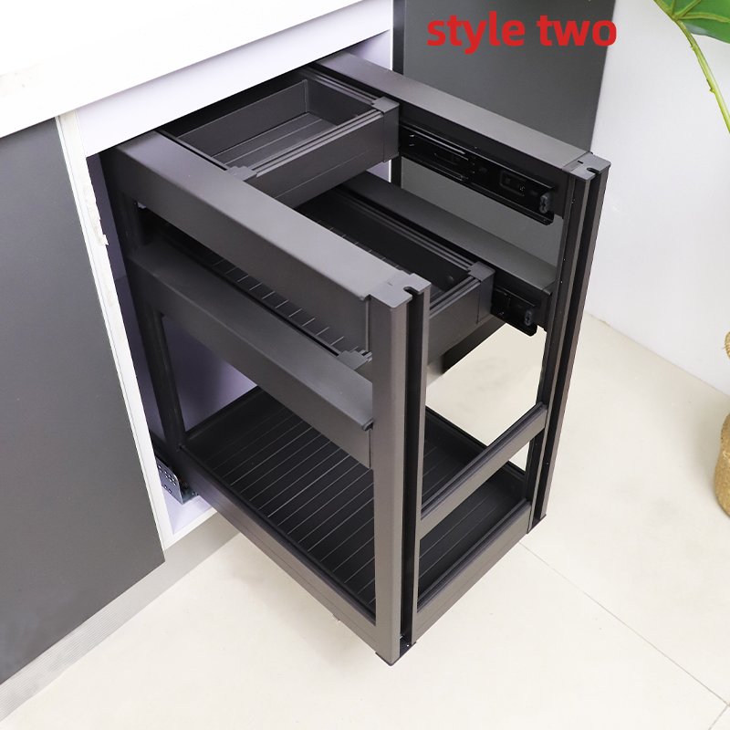 Metal Organizer Storage Multi-Function Slide 2 Tier Wire Stainless Steel Cabinet Sliding Kitchen Pull Out Basket Drawers