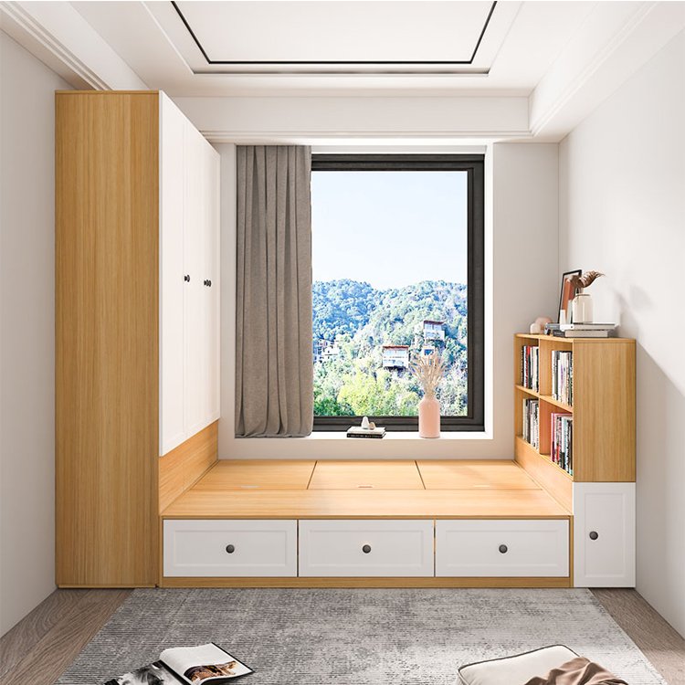 Simple style double twin bed with drawers storage bed home furniture