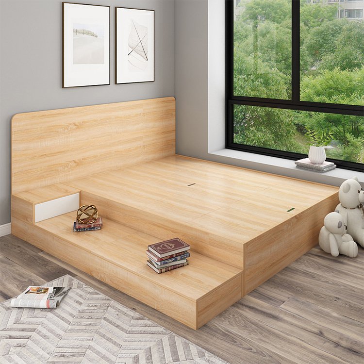 Simple style double twin bed with drawers storage bed home furniture