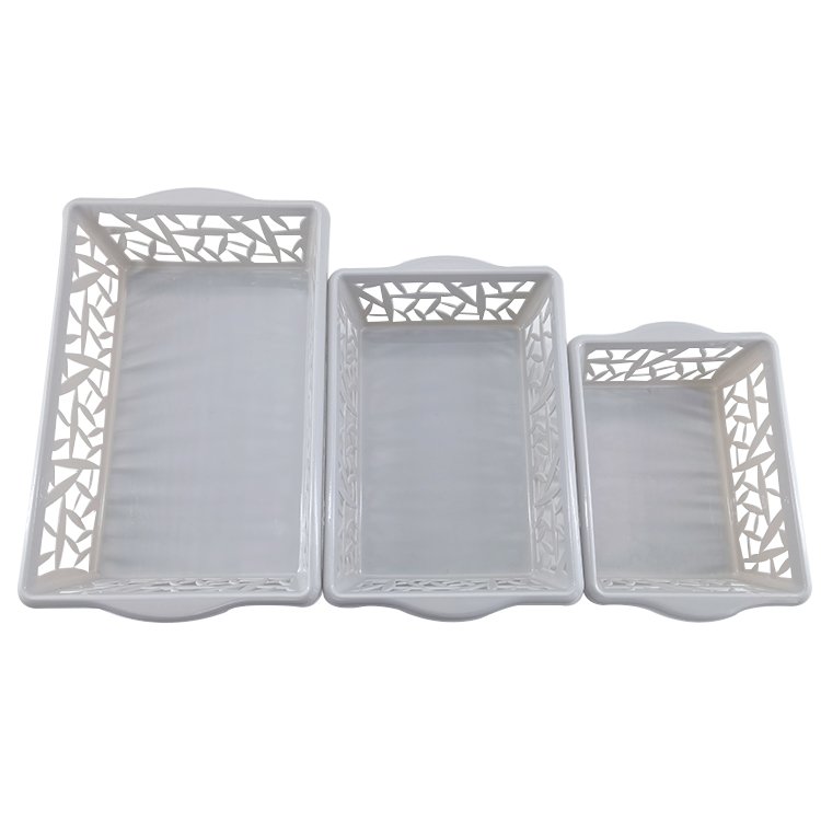 Factory Desktop Plastic Storage Basket Hollow-out Home Toys and Snacks Storage Basket Three-piece Multi-functional Storage