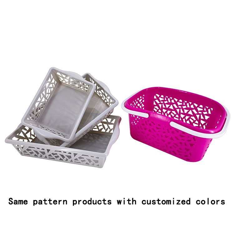 Factory Desktop Plastic Storage Basket Hollow-out Home Toys and Snacks Storage Basket Three-piece Multi-functional Storage