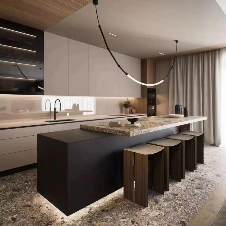 Economical Custom Luxury Kitchen Cupboard Furniture Solid Wood Modular Cupboards Wooden Veneer Kitchen Cabinet