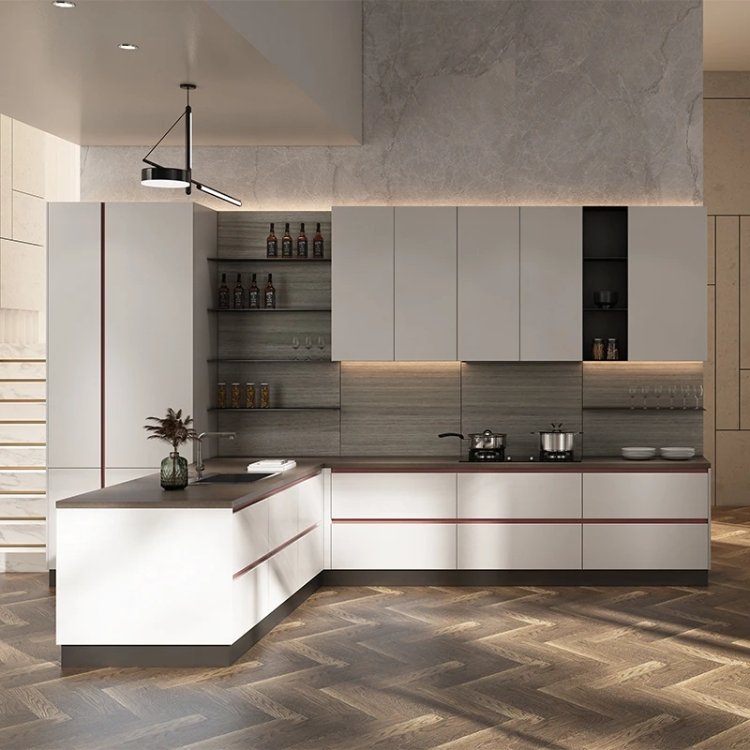 Economical Custom Luxury Kitchen Cupboard Furniture Solid Wood Modular Cupboards Wooden Veneer Kitchen Cabinet