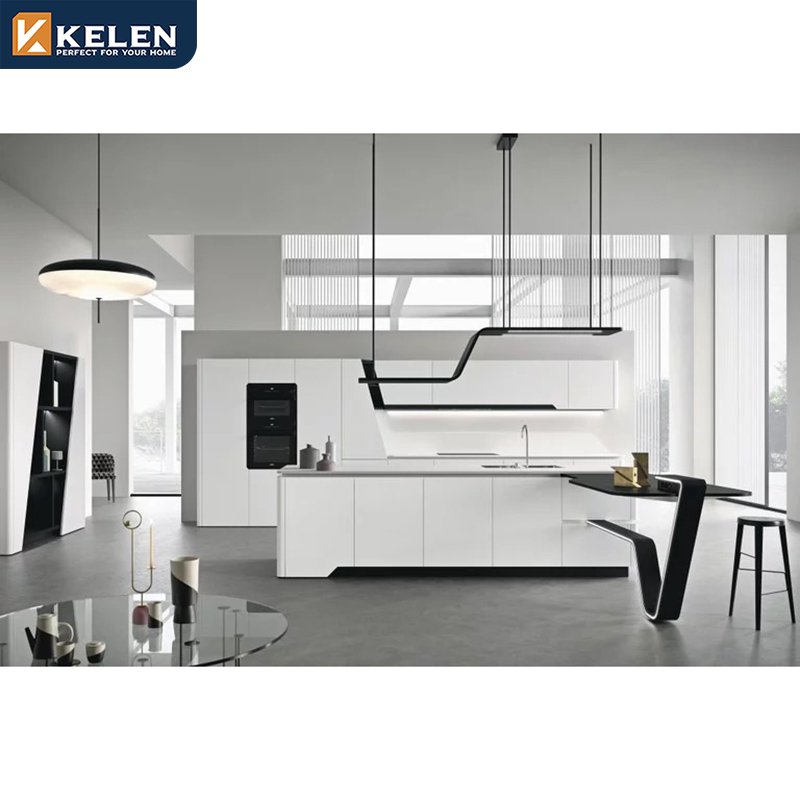 KELEN 2024 kitchen cabinet american supplier lacquer modular modern quartz wood furniture kitchen cabinet