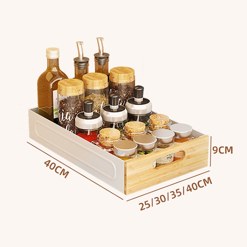 new bamboo standing pull out spice rack storage drawer seasoning organizer for cabinet under shelf kitchen