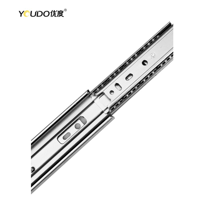 YOUDO 1.5mm Steel Cabinet Metal Tool Telescopic Rail 3 fold Full Extension Channel Ball Bearing Soft Close Drawer Slide