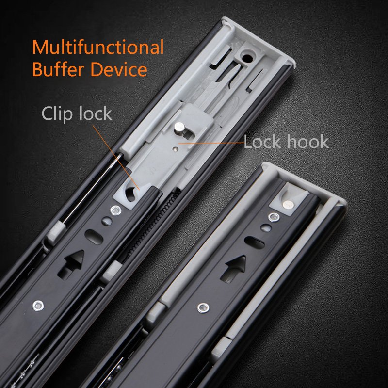 YOUDO 1.5mm Steel Cabinet Metal Tool Telescopic Rail 3 fold Full Extension Channel Ball Bearing Soft Close Drawer Slide