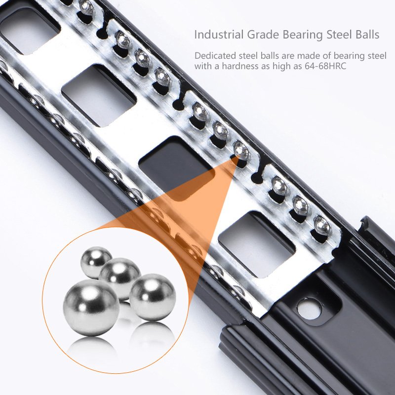 YOUDO 1.5mm Steel Cabinet Metal Tool Telescopic Rail 3 fold Full Extension Channel Ball Bearing Soft Close Drawer Slide