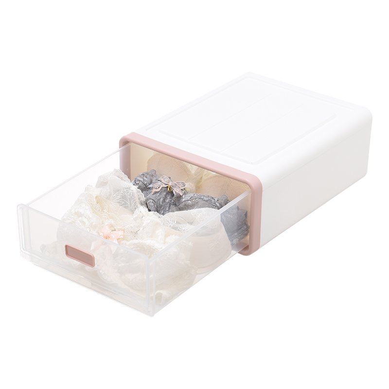 High quality durable plastic stackable drawer type clothes and cosmetic storage box