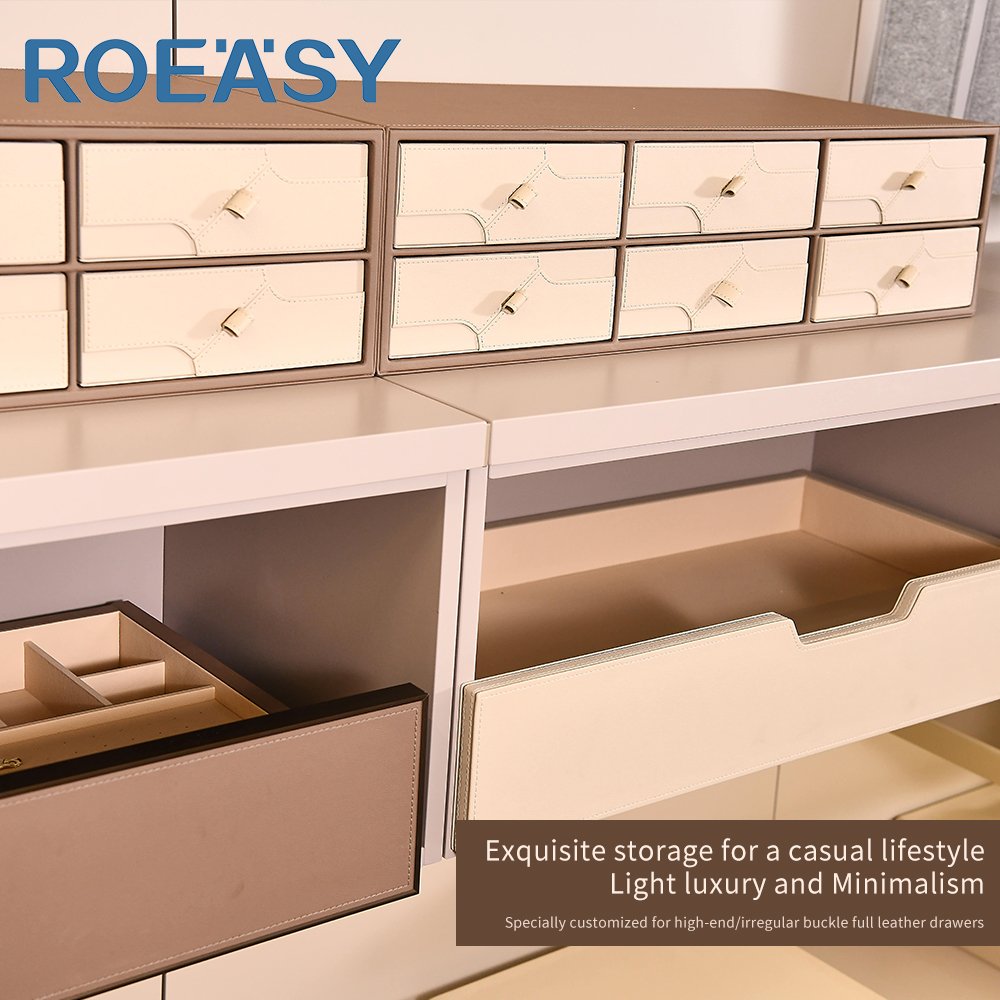 ROEASY China Factory Wardrobe Organizer Pull Out Drawer Storage Leather Basket Closet Systems & Organizers