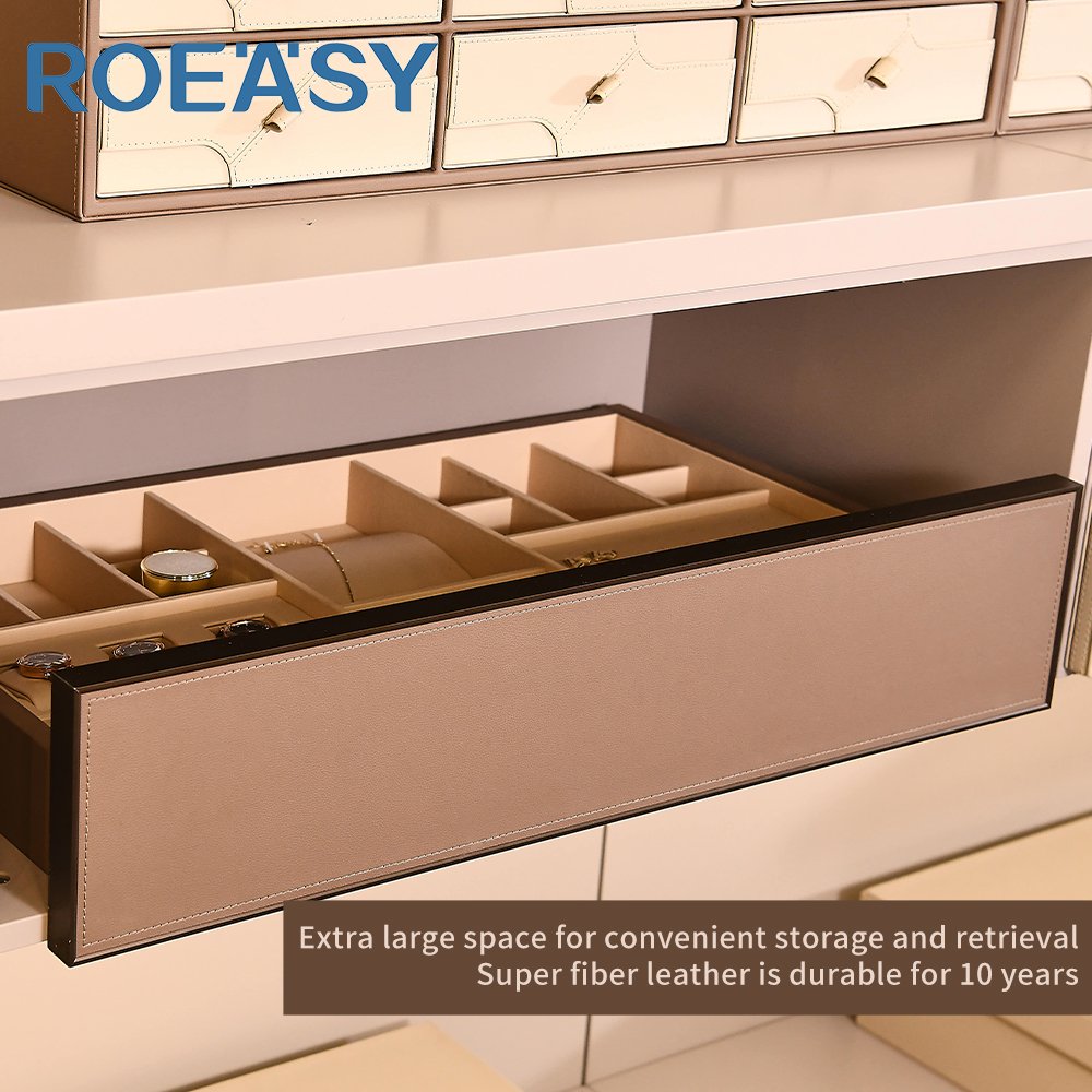 ROEASY China Factory Wardrobe Organizer Pull Out Drawer Storage Leather Basket Closet Systems & Organizers