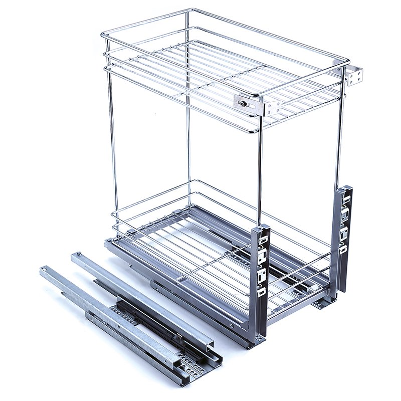 TKK 2 Tier Soft Close Undermount Slides Steel Kitchen Cabinet Organizers Accessories Storage Rack Drawer Pull out Basket