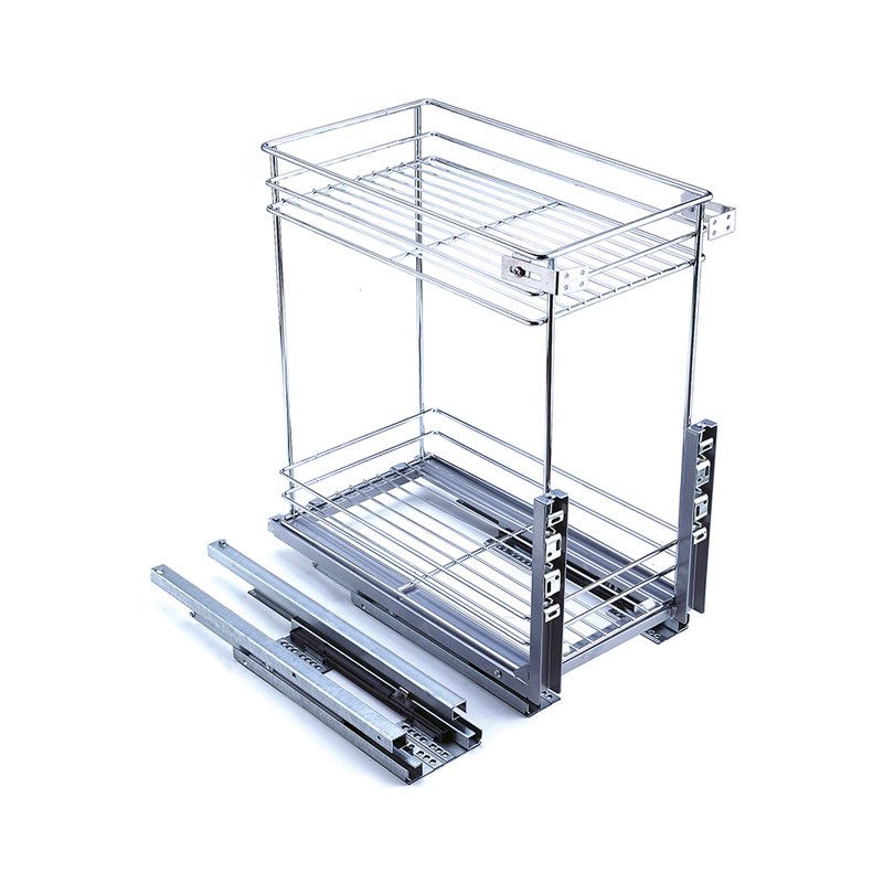 TKK 2 Tier Soft Close Undermount Slides Steel Kitchen Cabinet Organizers Accessories Storage Rack Drawer Pull out Basket
