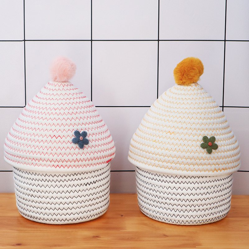 Small Mini Woven Baskets Round Cotton Rope Basket Little Storage Baskets for Organizing Bins Baby Toy Keys Snack Drawer Gifts