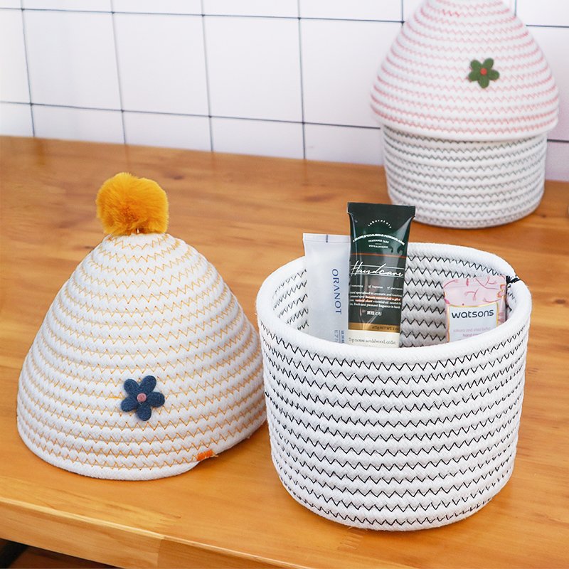 Small Mini Woven Baskets Round Cotton Rope Basket Little Storage Baskets for Organizing Bins Baby Toy Keys Snack Drawer Gifts