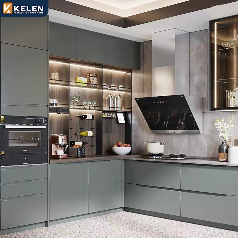 KELEN 2024 kitchen design plywood cabinet supplier luxury modular modern wood furniture kitchen cabinet