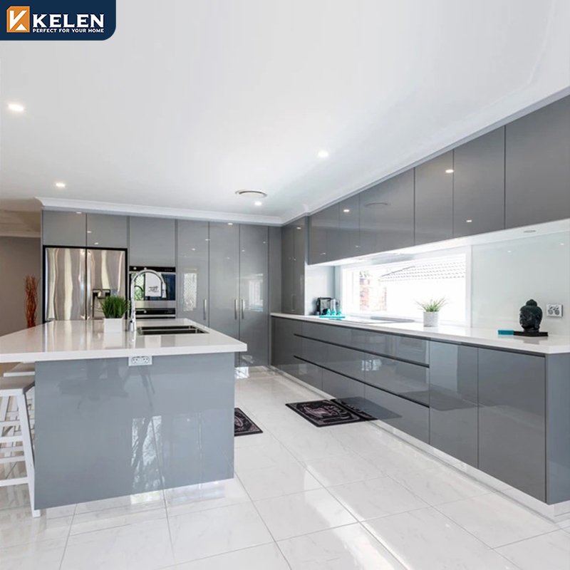 KELEN 2024 kitchen design plywood cabinet supplier luxury modular modern wood furniture kitchen cabinet
