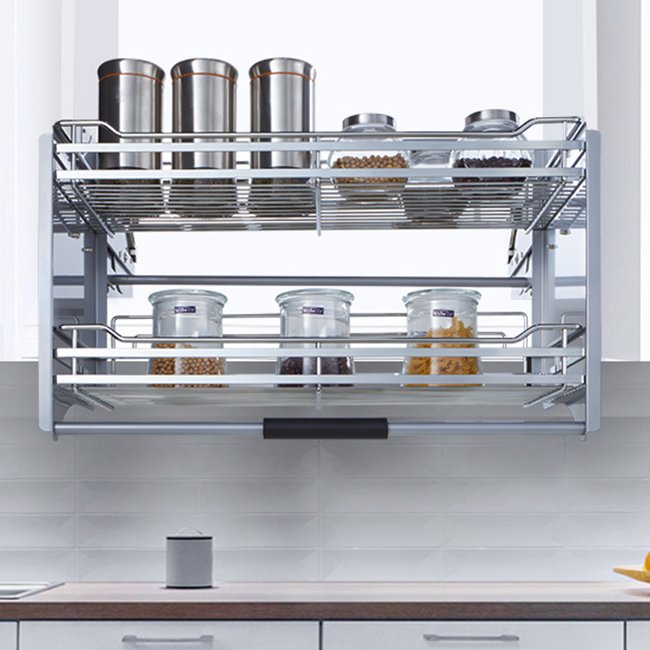 Competitive price kitchen cabinet lift pull down shelves rack basket cabinet organizer elevator
