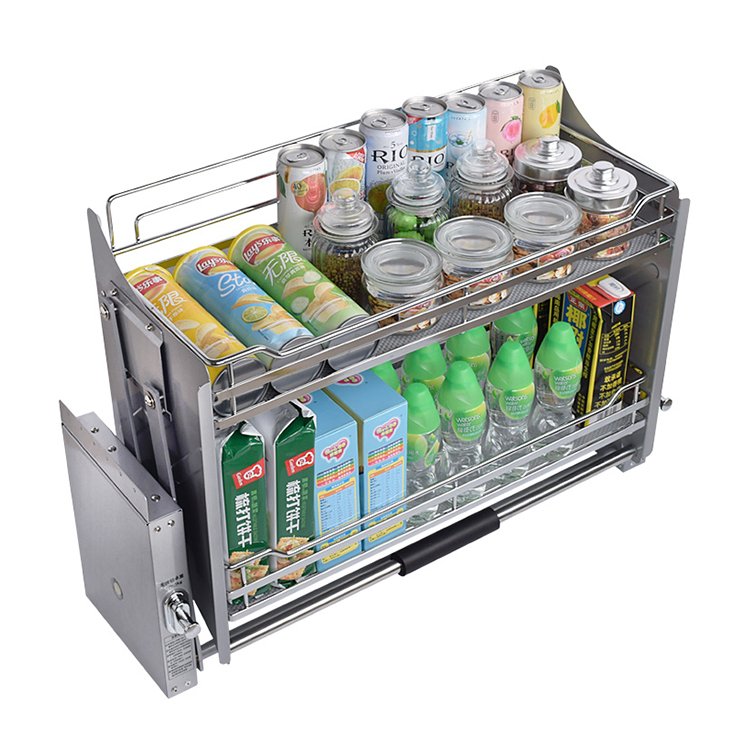 Competitive price kitchen cabinet lift pull down shelves rack basket cabinet organizer elevator