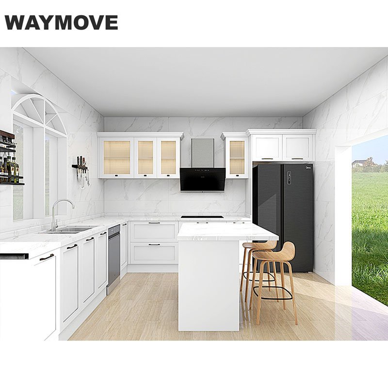 WAYMOVE Flat Pack Kitchen Cabinet Designs White Gloss Kitchen Set Modern Kitchen Cabinet