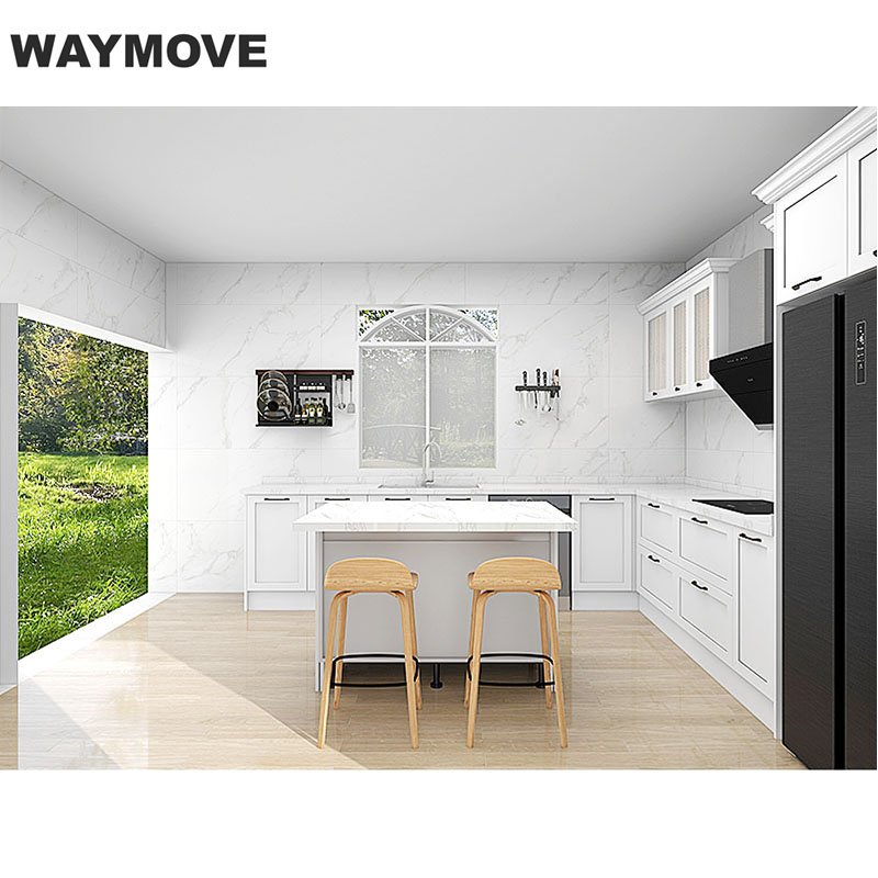 WAYMOVE Flat Pack Kitchen Cabinet Designs White Gloss Kitchen Set Modern Kitchen Cabinet