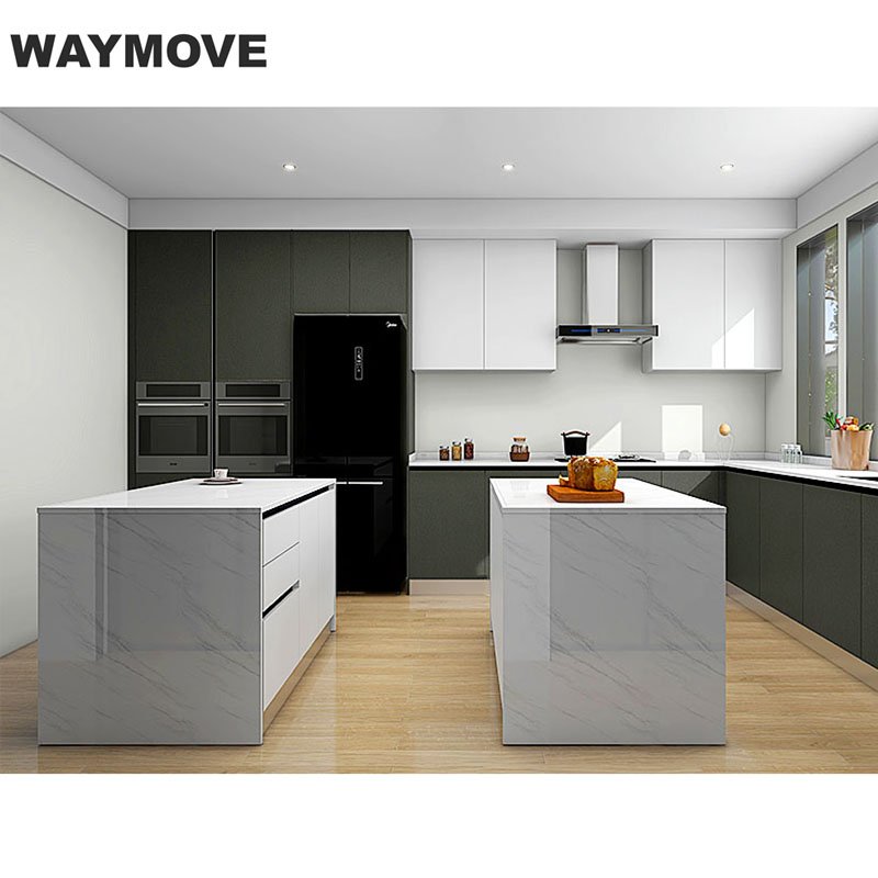 WAYMOVE Flat Pack Kitchen Cabinet Designs White Gloss Kitchen Set Modern Kitchen Cabinet