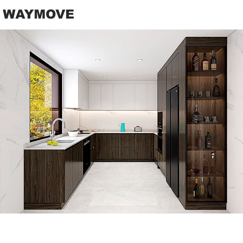WAYMOVE Flat Pack Kitchen Cabinet Designs White Gloss Kitchen Set Modern Kitchen Cabinet