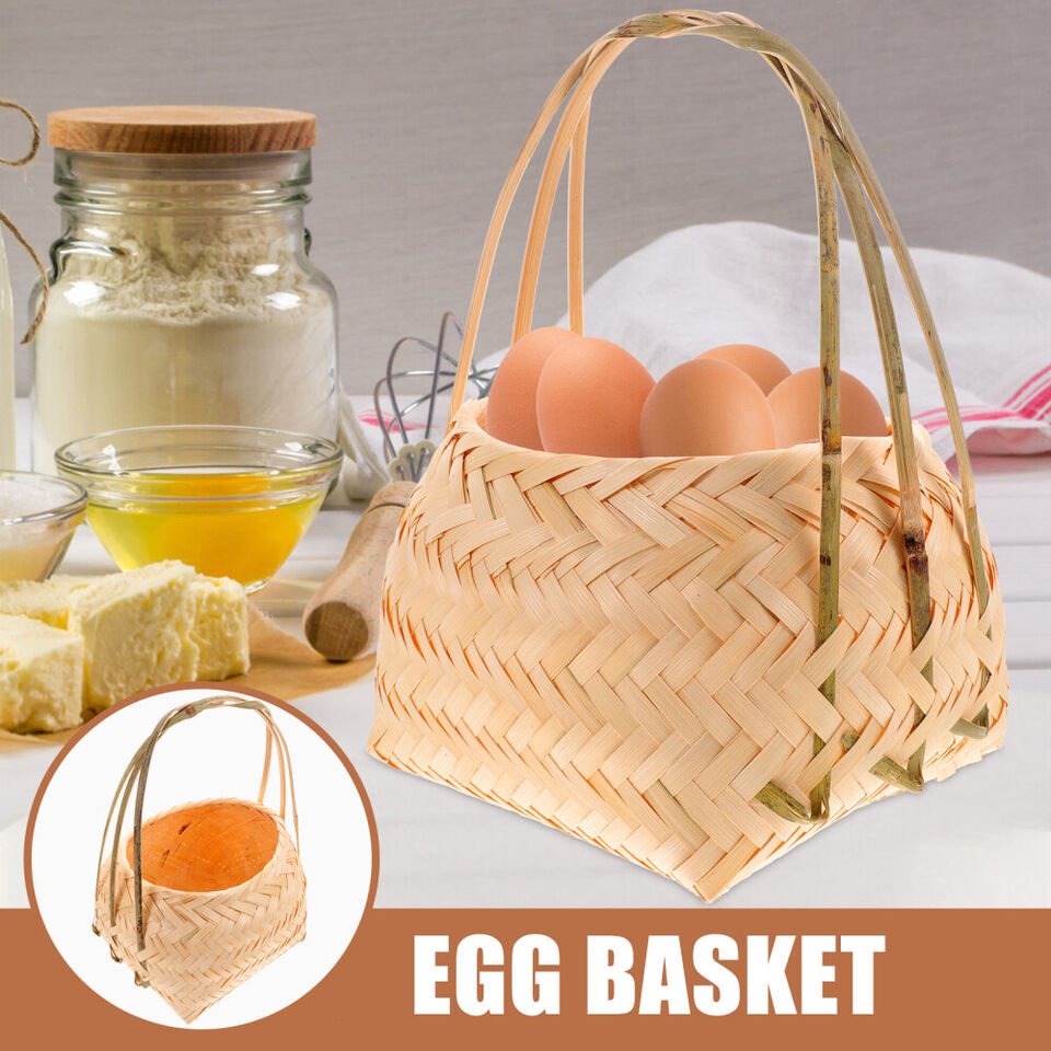 Natural Bamboo Basket with Handles Fruits Vegetables Organiser Flowers Decoration Wholesale High Quality Graceful Hand Weaved