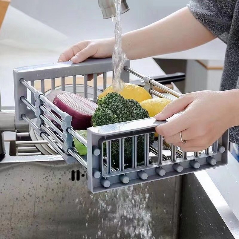Kitchen Organizer Foldable Adjustable Kitchen Sink Dish Drying Rack Expandable Stainless Steel Storage Holders & Racks