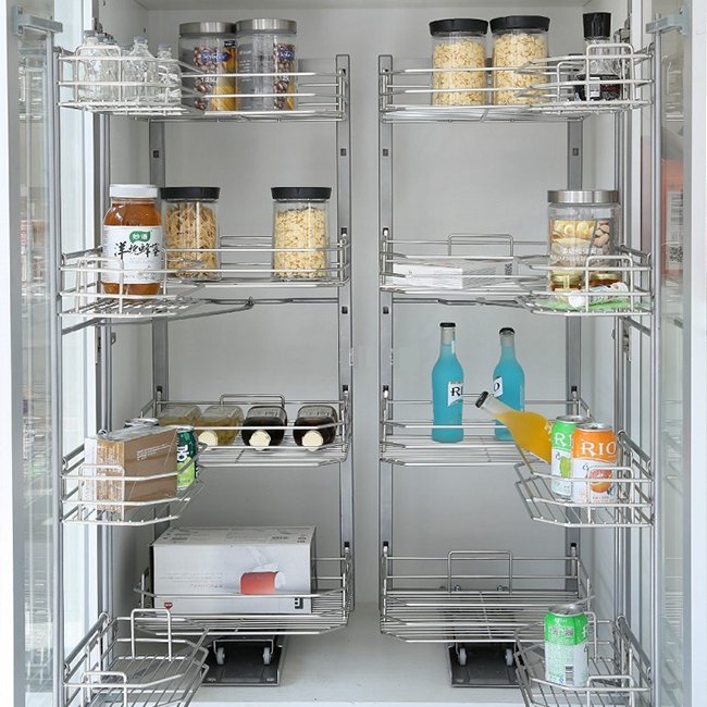 OEM tall unit in kitchen cabinet cupboard stainless steel pantry pull out baskets