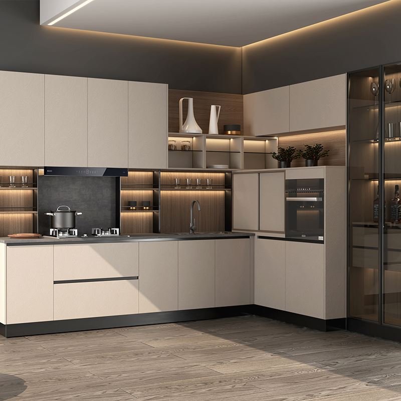 Italian Style Dark Kitchen Cabinet Furniture Prefabricated Custom Made Kitchen Islands Table Cabinet