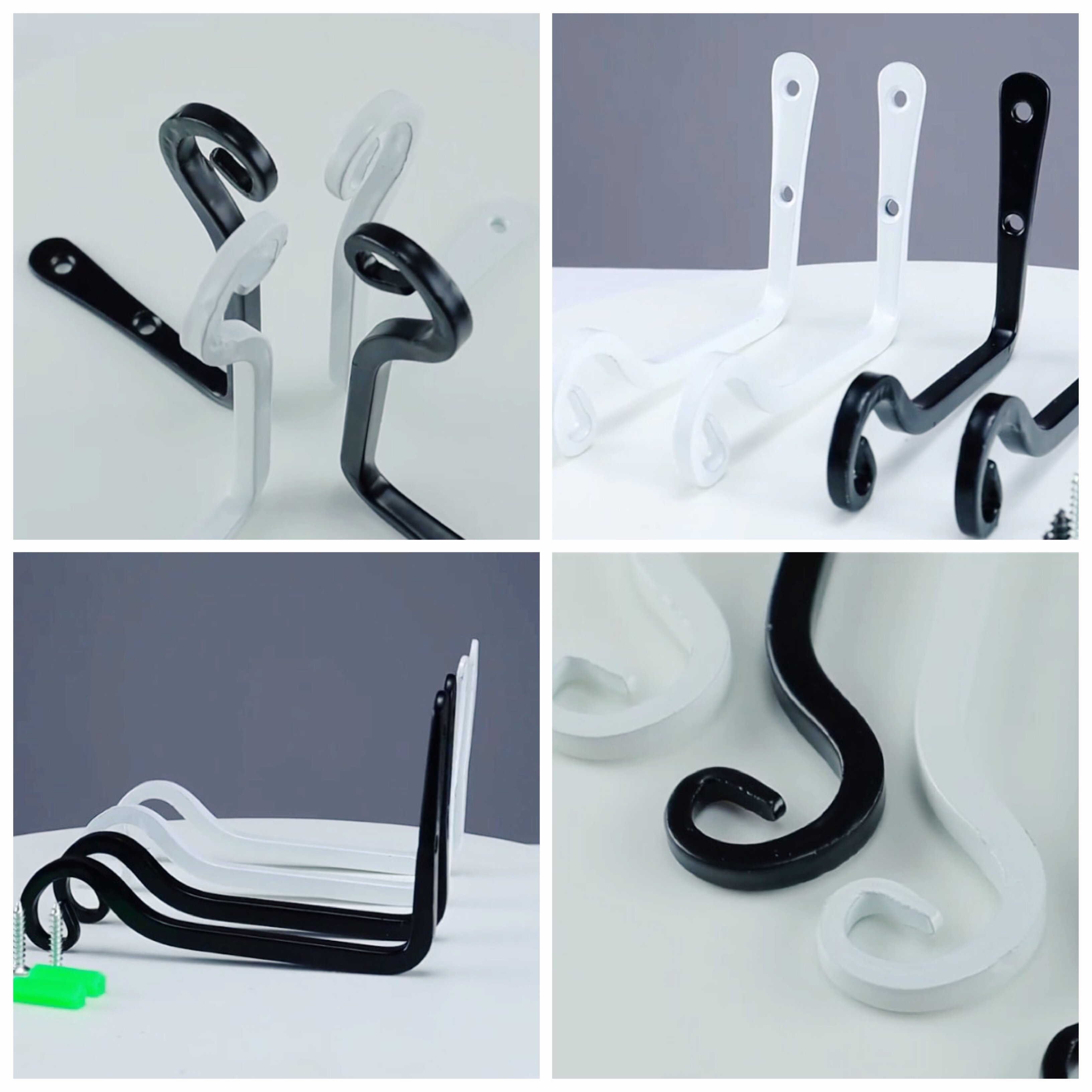 Hot Mediterranean Metal 7 Type Black Painting Iron Art hook drawing flower basket garment hook accessories pothook