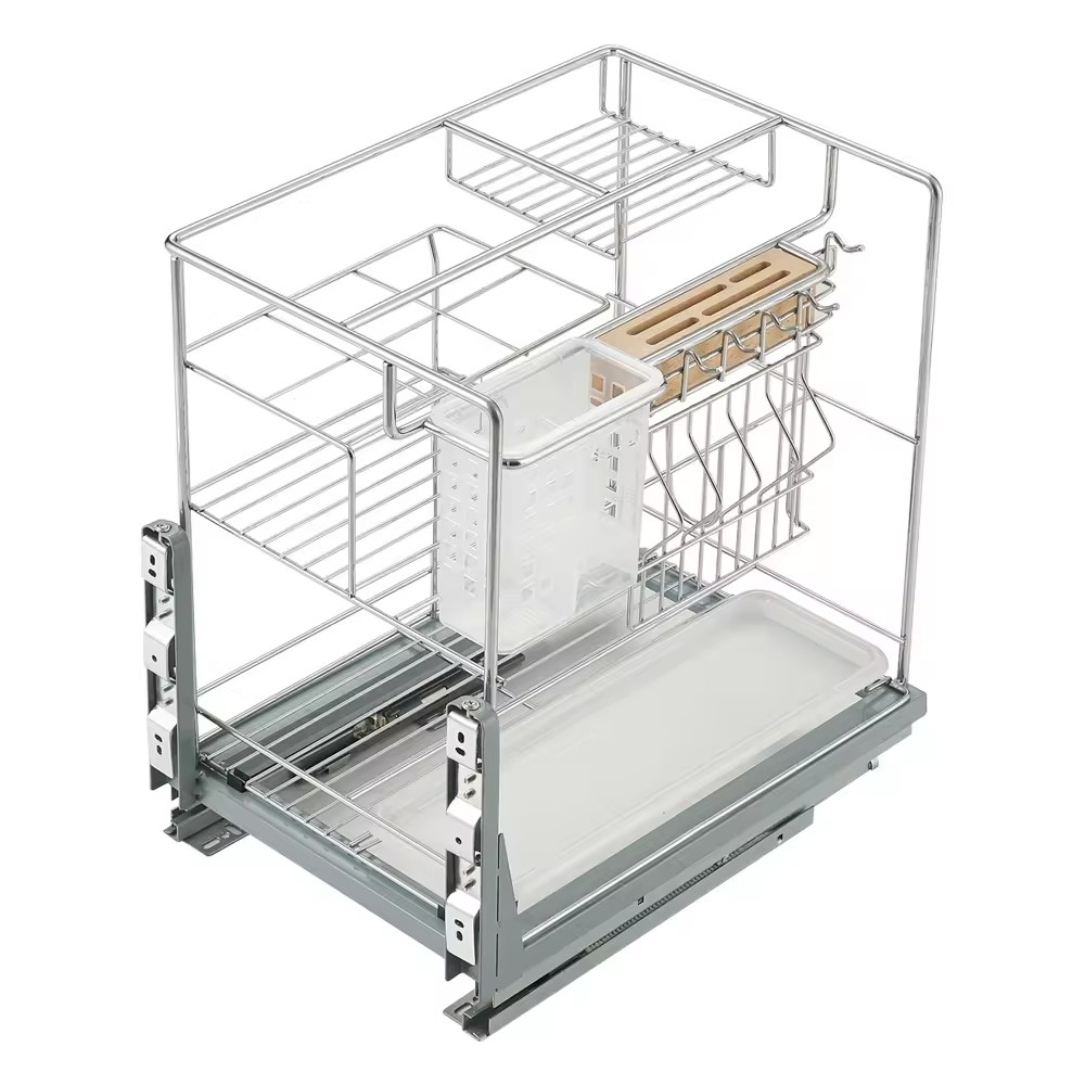 Pullout Kitchen Stainless Steel Pull Out Basket Drawer Spice Kitchen Cabinet Seasoning Basket