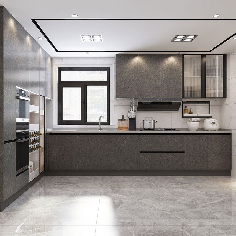 3D Glass Direct Under Socket Real Diy Planet Sale with Built in Refrigerator Fitted Cabinets Beige Material Kitchen Cabinet E1