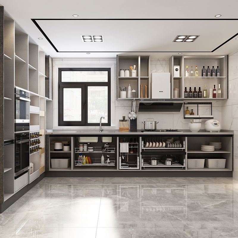 3D Glass Direct Under Socket Real Diy Planet Sale with Built in Refrigerator Fitted Cabinets Beige Material Kitchen Cabinet E1