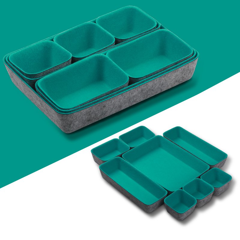 Wholesale New Drawer Organizers Bins Felt Storage Box Office Organizer Shallow Small Desk Organize Trays Dividers