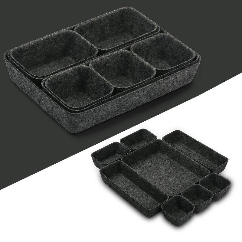 Wholesale New Drawer Organizers Bins Felt Storage Box Office Organizer Shallow Small Desk Organize Trays Dividers