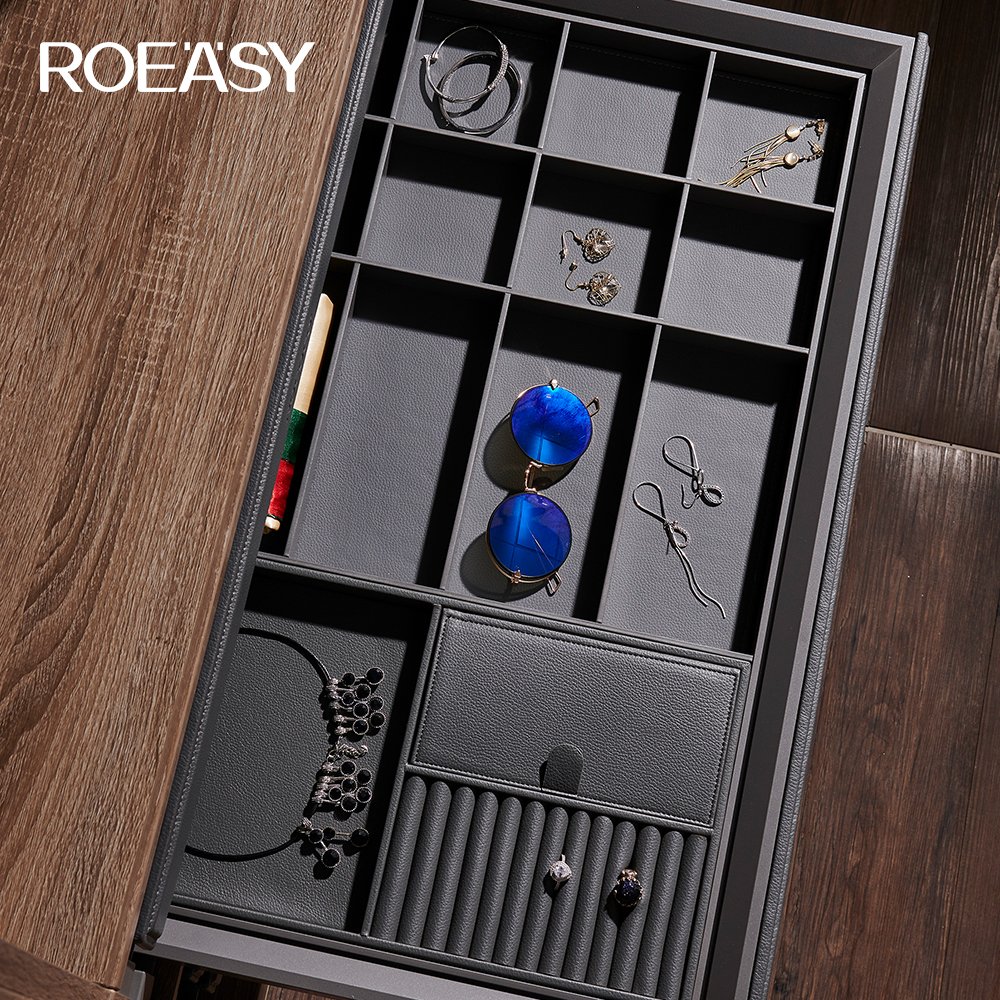 Roeasy R8001G Slide Out Closet Baskets Organizer Case Bedroom Pull Out Wardrobe Jewelry Storage Drawer Tray Box
