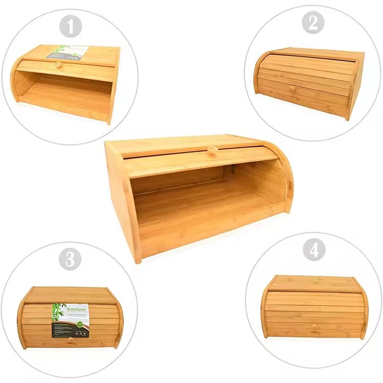 Bamboo and wood bread box with drawer custom environmentally friendly natural materials