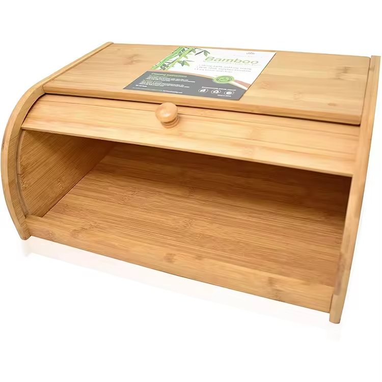 Bamboo and wood bread box with drawer custom environmentally friendly natural materials