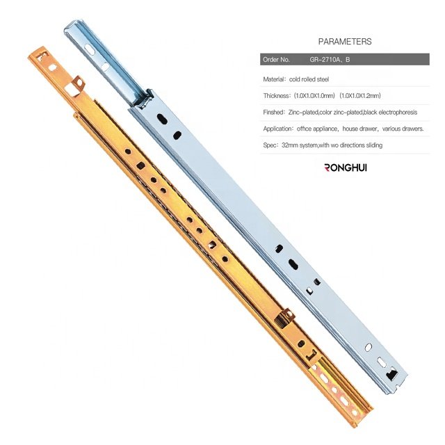 27mm Extension Cupboard Drawer Slides Extended Balls Bearing Mount Cabinet Slide Furniture Hardware