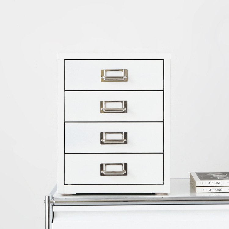 COMPANY Metal 4 Drawer Wood Storage Dresser Cabinet with Wheels, Craft Storage Organization, Makeup Drawer Unit for Closet